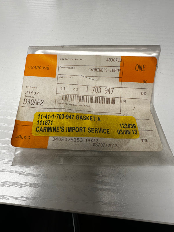 BMW Engine Oil Gasket 11 41 1 703 947