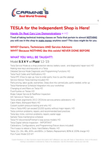 Carmine's® TESLA Boot Camp for the Independent Shop - Hands On 2024