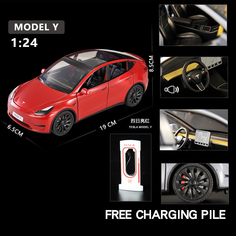 1:24 Scale Tesla Model Y Roadster Alloy Model Car Metal Diecast
