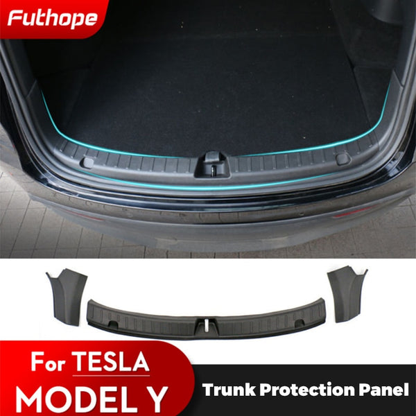 Futhope Trunk Sill Plate Cover TPE Rubber Protector for Tesla Model Y 2021-2023 Threshold Bumper Guards Anti-dirty Pad