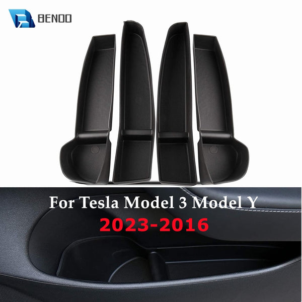 For Tesla Model 3/Y 2016-2023 Door Side Storage Box Front Back Door Handle Armrest Tray Organizer for Model 3 Model Y Accessory