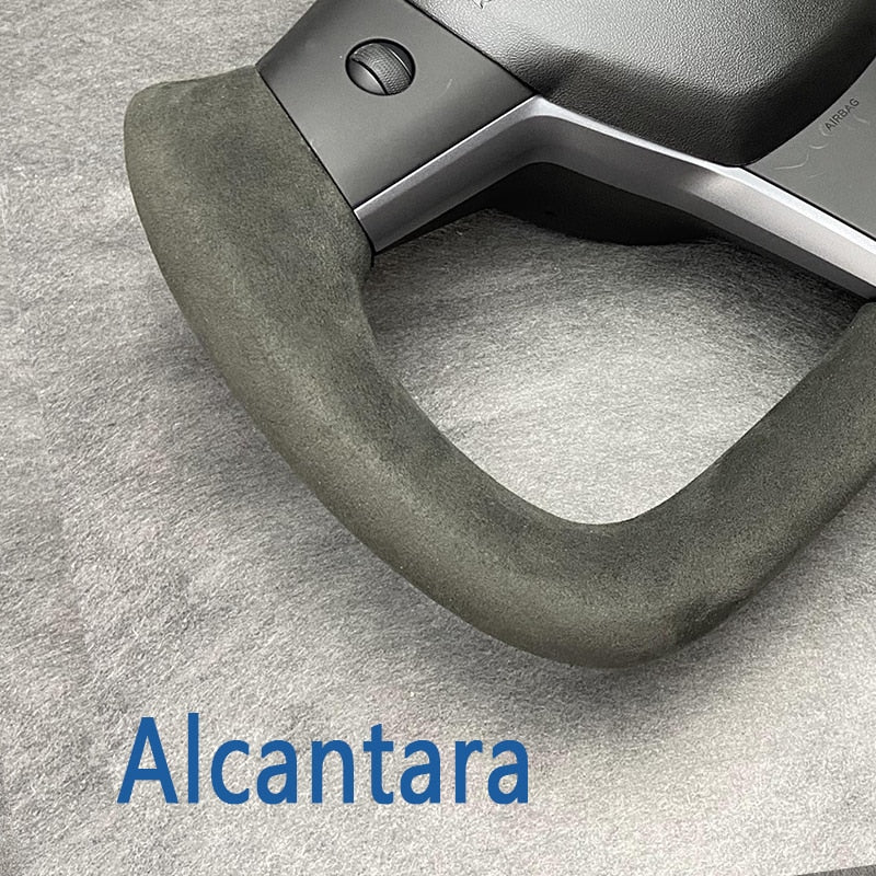 Yoke Alcantara Matte Carbon Fiber Steering Wheel For Tesla Model Y Model 3 2017 2018 2019 2020 2021