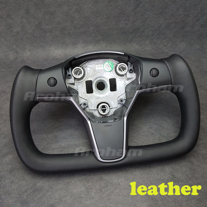Yoke Alcantara Matte Carbon Fiber Steering Wheel For Tesla Model Y Model 3 2017 2018 2019 2020 2021