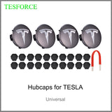 Tesla Logo Center Wheel Hub Cap Kit for Tesla Model S 3 X Y - Center Cap Set Includes 20 Wheel Lug Nut Cover Kit