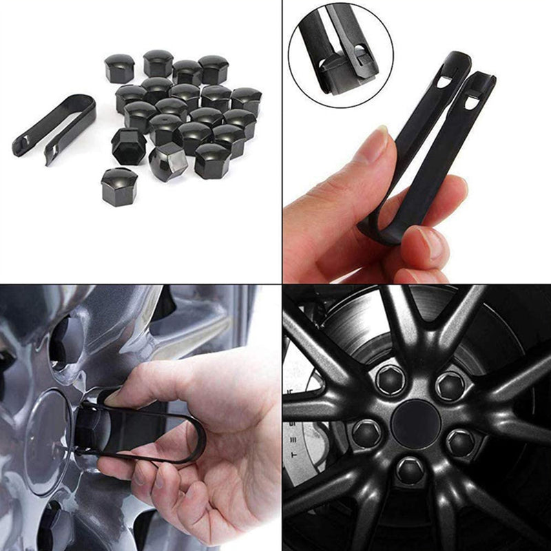 Tesla Logo Center Wheel Hub Cap Kit for Tesla Model S 3 X Y - Center Cap Set Includes 20 Wheel Lug Nut Cover Kit