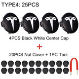 Tesla Logo Center Wheel Hub Cap Kit for Tesla Model S 3 X Y - Center Cap Set Includes 20 Wheel Lug Nut Cover Kit